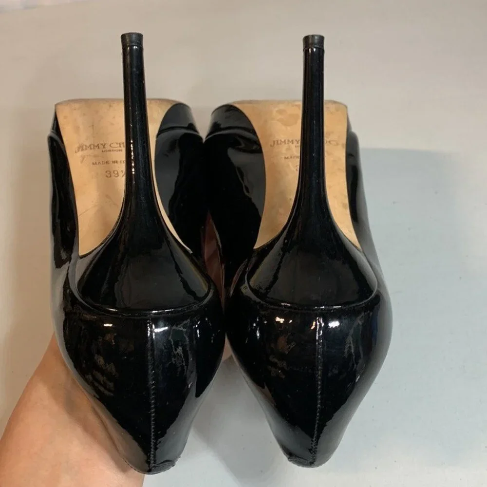 Jimmy Choo Pumps Black Patent Leather Pointed Toe Heels - Picture 12 of 14